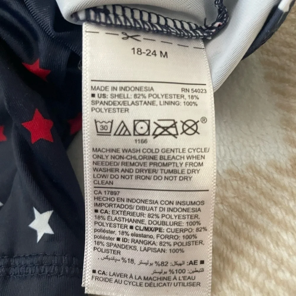 Old Navy Red and White Stars Navy Baby Romper Swimsuit